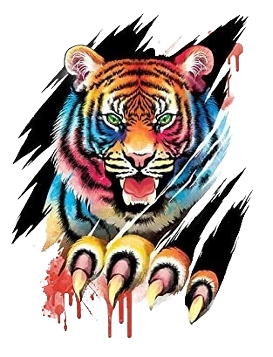 Dripping Paint Watercolor Tiger AI Enhanced Versatile Digital Designed Instant Download + Transparent PNG Fairycore Cottagecore DIY Craft
