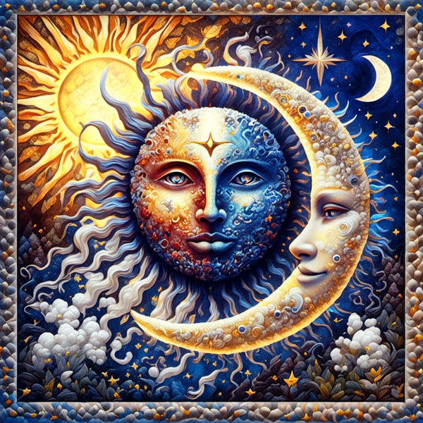 Celestial Print Sun and Moon Halves Tapestry Background - High Resolution Versatile Digital Instant Download Fairycore Cottagecore DIY Craft