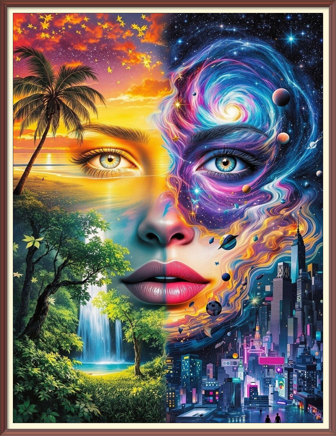 Fantasy Art Waterfall Space Print  AI Created One of a Kind Gift Digital Download Canvas Poster Wall Art Printable DIY Craft Supply