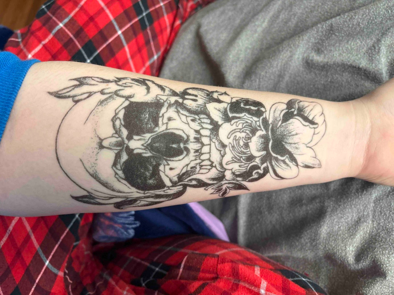 Floral Skull Flower Dark Gothic Temporary Tattoo Sticker Art Design Flash Sublimation Printable Digital Tattoo Resizable Cosplay Costume Art and Unique DIY Creations