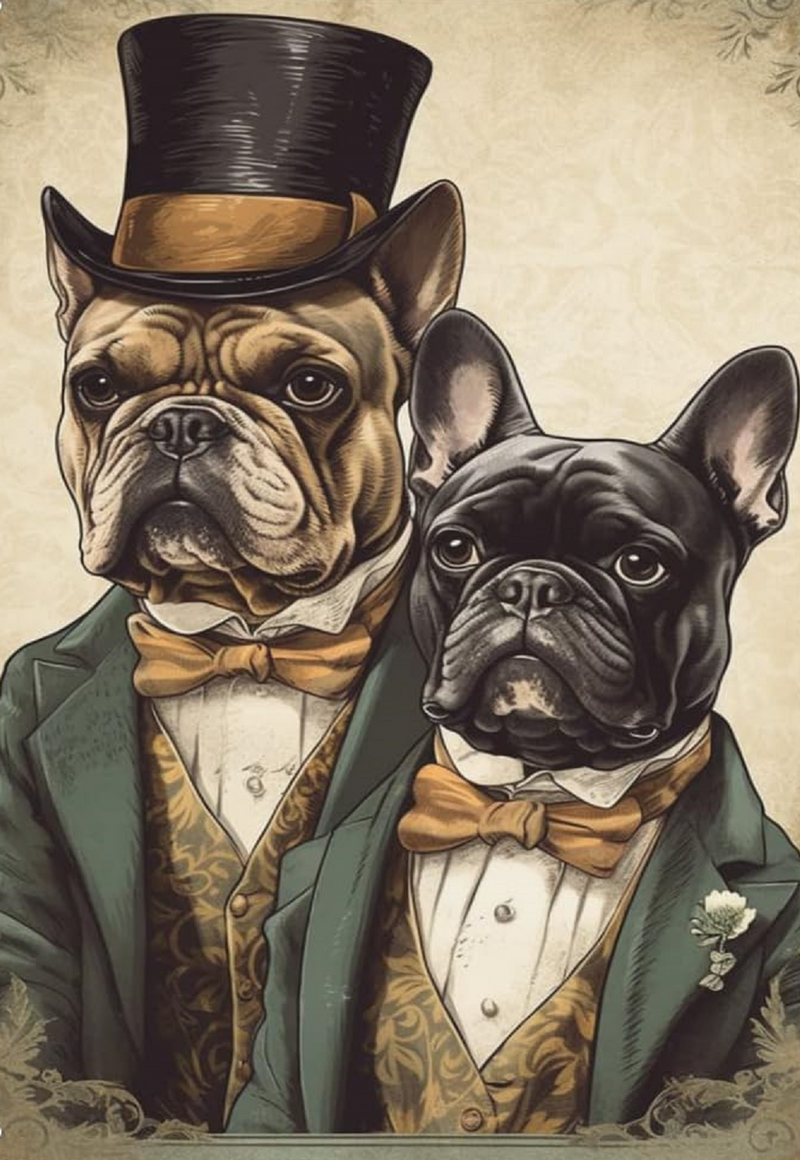 Fancy Dressed Dogs Print and Frame Wall Art Home Decor Fantasy Print Digital download Instant Access Create Your Own Art Print Can Be Edited