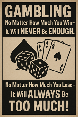 Gambling Addiction Awareness Poster – Bold Anti-Gambling Wall Art Print for Recovery Centers, Classrooms, Offices – Digital Download Only 