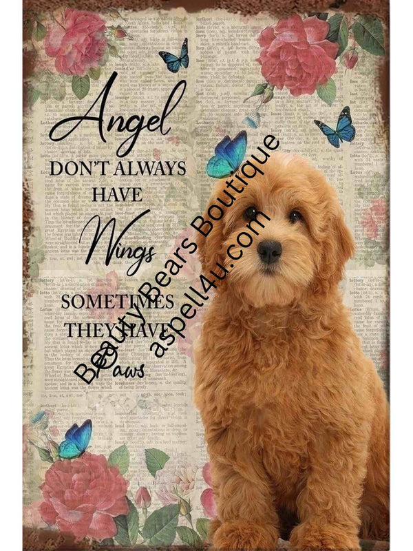 Goldendoodle Dog Not All Angels Have Wings Art Gift - Digital Download - Canvas Poster - One of A Kind Print - Custom Made AI Designed