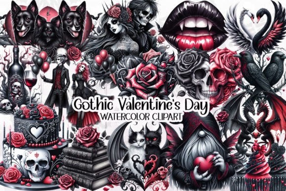 Gothic Valentine's Day Clipart PNG 