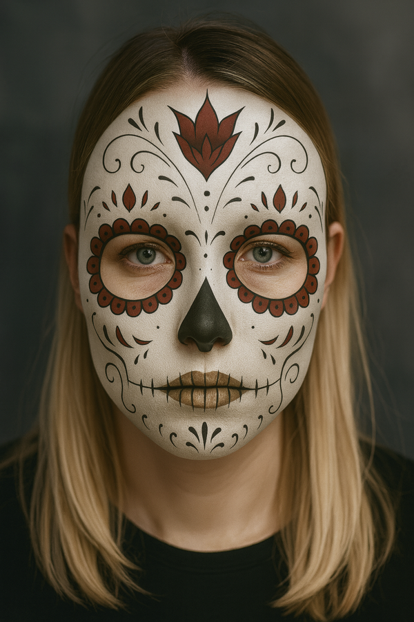 Print Your Own Day of the Dead Face Mask Tattoo Design for Halloween Costume, Sugar Skull Art, Instant Download, DIY Temporary Ink