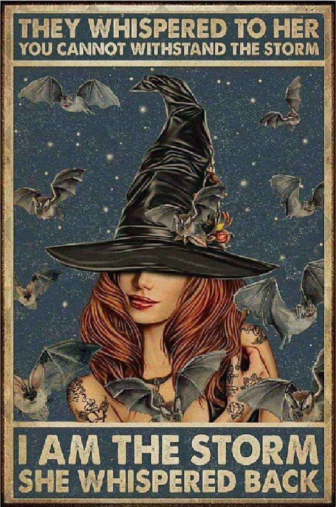 I AM The Storm She Said Wicca Vintage Halloween Display Sign Gift New Made In America To Order Exquisite Custom Created Home Decor Coven Art