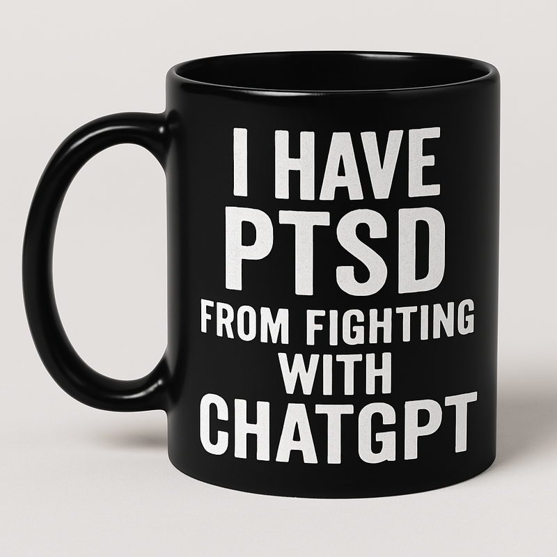 I HAVE PTSD FROM FIGHTING WITH CHATGPT – Funny Tech Humor Typography | Printable Wall Art | 8.5x11 PNG + SVG Files