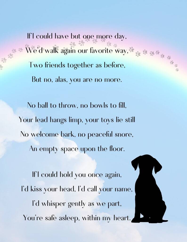 Just One More Day Beloved Dog Memorial - Printable AI Created Hand Crafted One of A Kind - Digital Download Wall Art Cottage Core DIY Gift