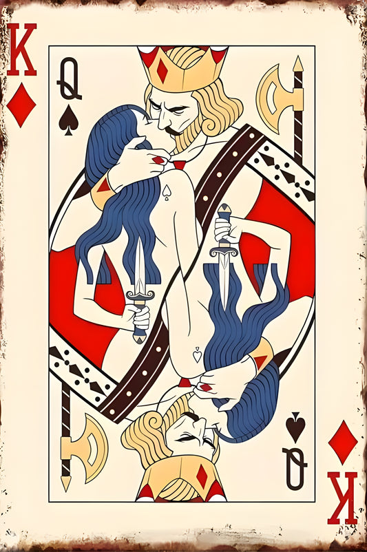 King and Queen Poker Playing Card - Digital Download Art Poster, Canvas Print, Wall Art, Decoupage, Junk Journal, Cottage Core, DIY Art Gift
