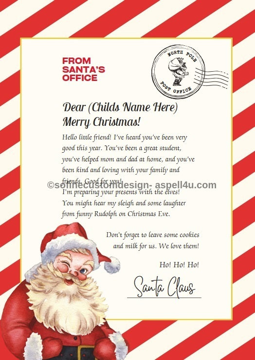 Letter From Santa To Your Child - Easily Personalize in Canva Free No Account Needed - QR Code Included for Easy Access on Phone or Download
