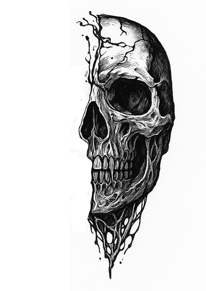 Realistic Skull Temporary Tattoo Horror Cosplay Body Art Hyper-detailed DIY skull tattoo design for horror cosplay statement piece