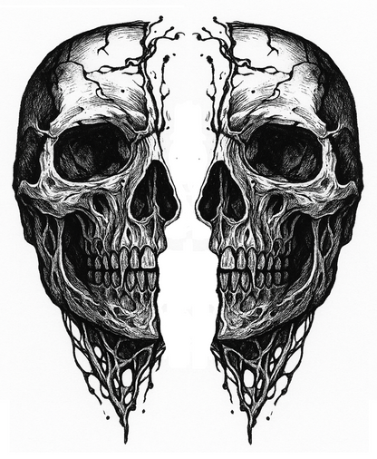 Realistic Skull Temporary Tattoo Horror Cosplay Body Art Hyper-detailed DIY skull tattoo design for horror cosplay statement piece