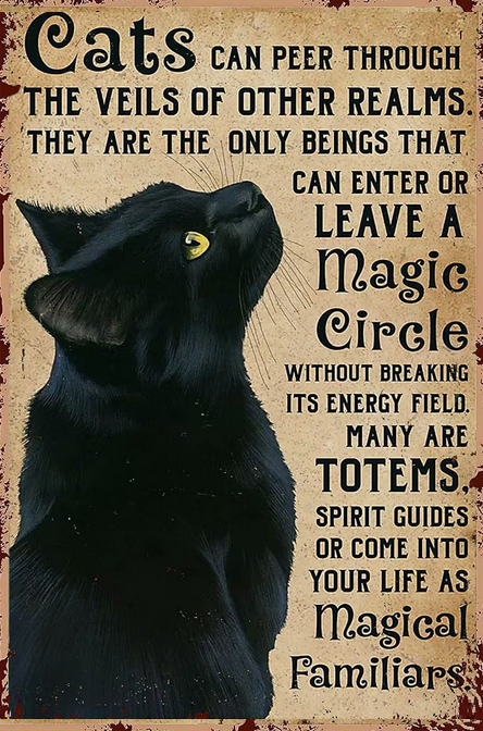 Magical Familiar Black Cat Lover Wicca Custom Coven Printable - AI Created Hand Crafted One of A Kind Digital Download Wall Art Cottage Core
