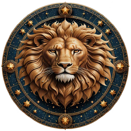 Majestic Lion Zodiac Medallion Transparent AI Created One of a Kind Digital Download Canvas Poster Wall Art DIY Printable DIY Craft Supply