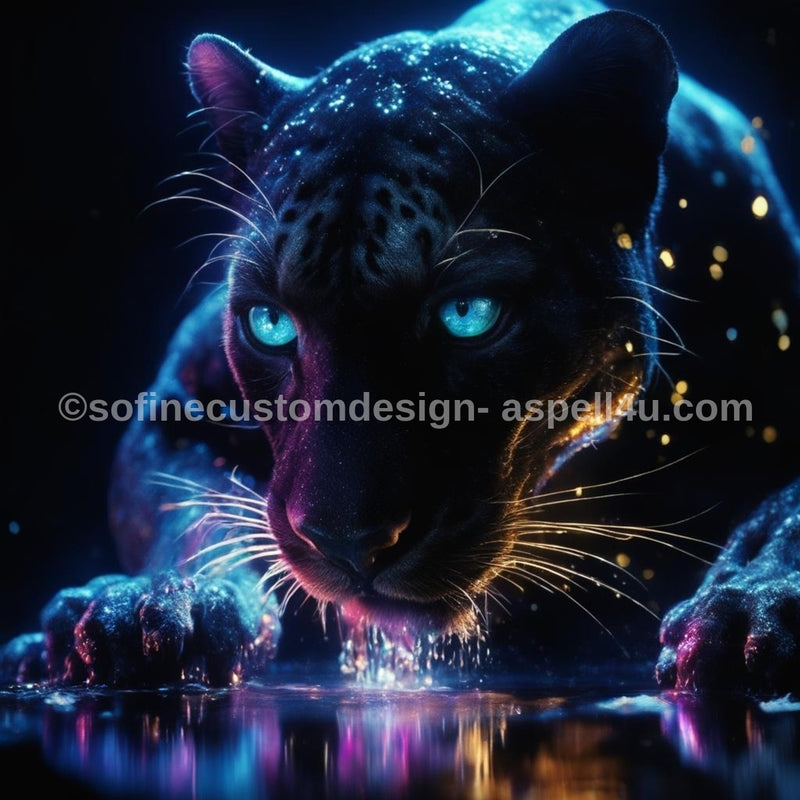 Mystic Moonlight Drink Black Panther - Digital Download - Canvas Poster - One of A Kind Print - Custom Made AI Designed