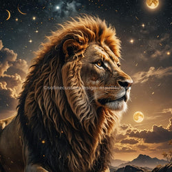 Majestic Moonlight Lion - Digital Download - Canvas Poster - One of A Kind Print - Custom Made AI Designed 