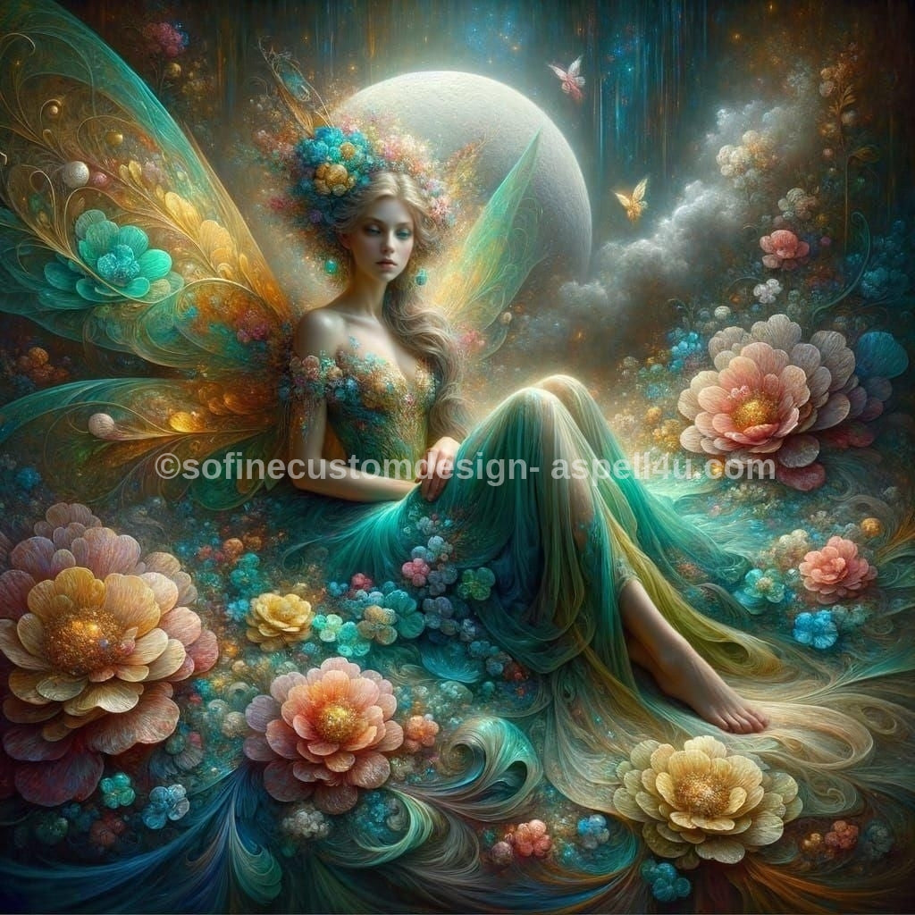 Mystic Full Moon Fairy with Roses AI Created One of a Kind Digital Download Canvas Poster Wall Art DIY Printable Gift Make Your Own Crafts