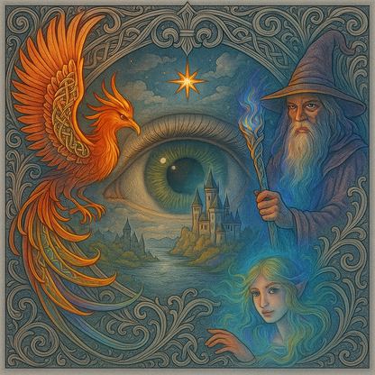 Mystic Realm Coloring Book – 10+ Greyscale Fantasy Pages for Printable Art Featuring Wizards, Phoenix, Elves, Castles & Magic Scenes