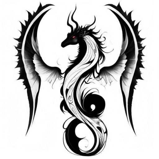 Mythical Creatures Tattoo Design Digital Download Printable for Tattoos, Coloring, DIY Projects - Custom AI Design One of a Kind Print Art