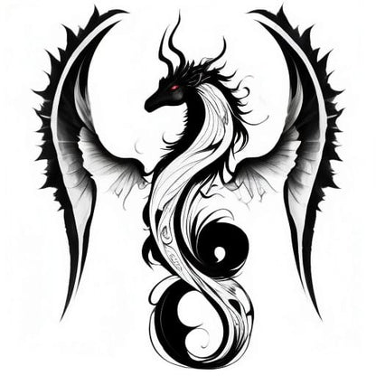 Mythical Creatures Tattoo Design Digital Download Printable for Tattoos, Coloring, DIY Projects - Custom AI Design One of a Kind Print Art