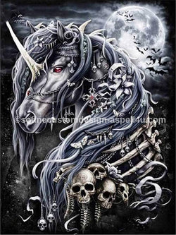 Night Skull Unicorn Mosaic Collage AI Created One of a Kind Digital Download Canvas Poster Wall Art DIY Printable Gift Make Your Own Crafts