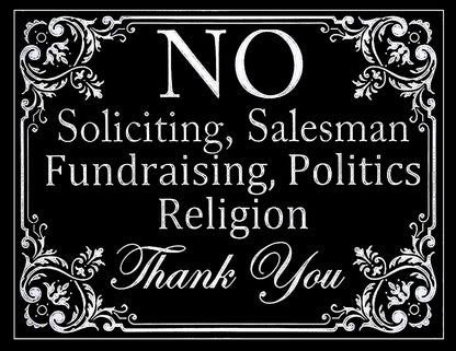 No Soliciting, Salesman, Fundraising, Politics, Religion Custom AI Crafted Sign Template High Res Digital Download - Use for Your Yard Sign