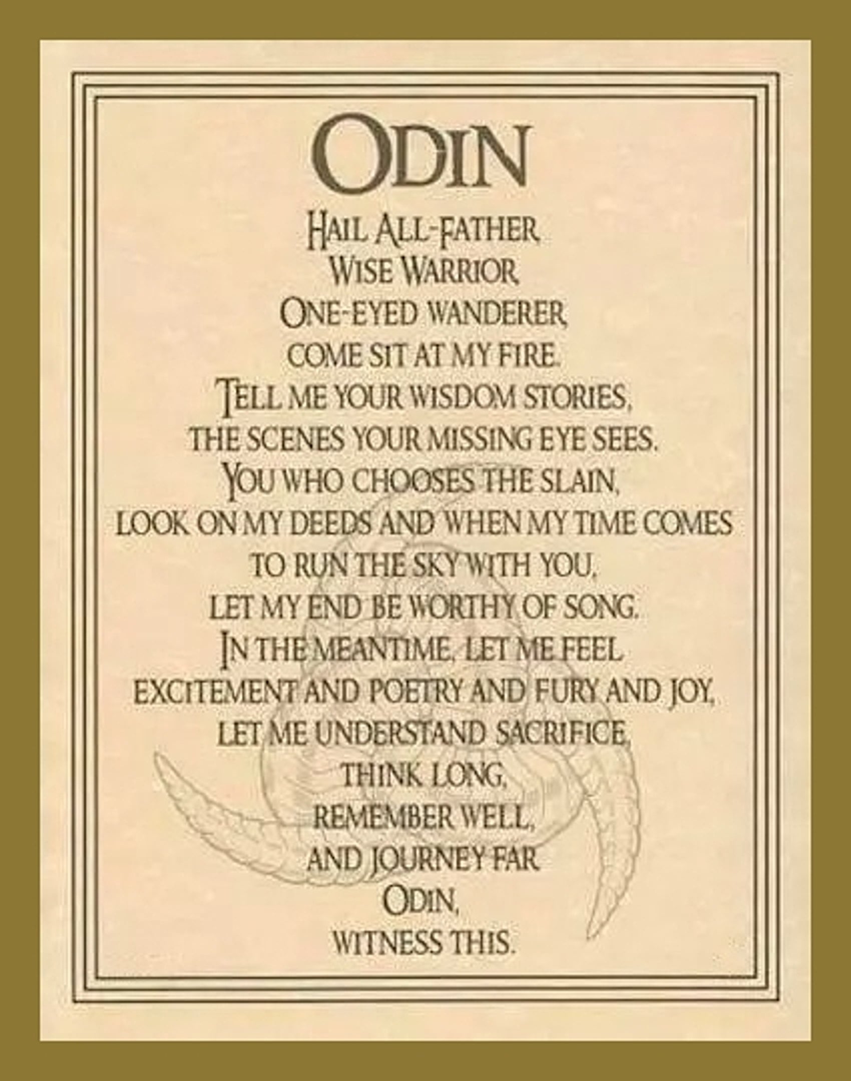 Odin Norse Pagan God Prayer - Wicca Witchcraft Art - Altar Display - Book of Shadows Pages - Education Enthusiasts Digital Download DIY Gift