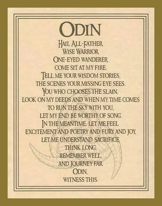 Odin Norse Pagan God Prayer - Wicca Witchcraft Art - Altar Display - Book of Shadows Pages - Education Enthusiasts Digital Download DIY Gift