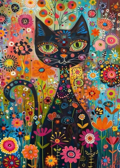 Abstract Cat Digital Download – Celtic Feline Picasso Style Art