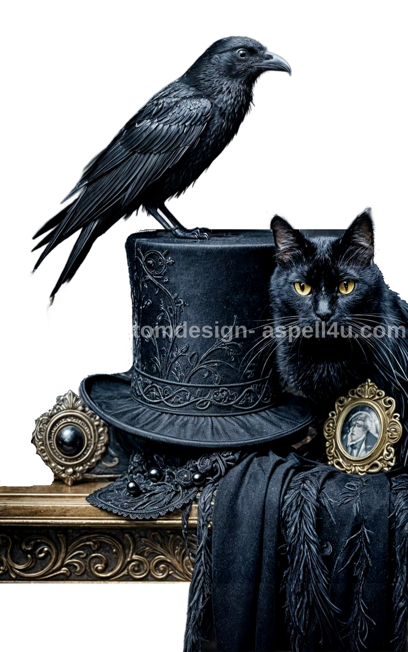 Poe Raven and Black Familiar AI Created One of a Kind Digital Download Canvas Poster Wall Art Print DIY Printable Gift Make Your Own Crafts
