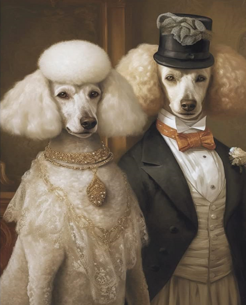 Fancy Dressed Dogs Print and Frame Wall Art Home Decor Fantasy Print Digital download Instant Access Create Your Own Art Print Can Be Edited