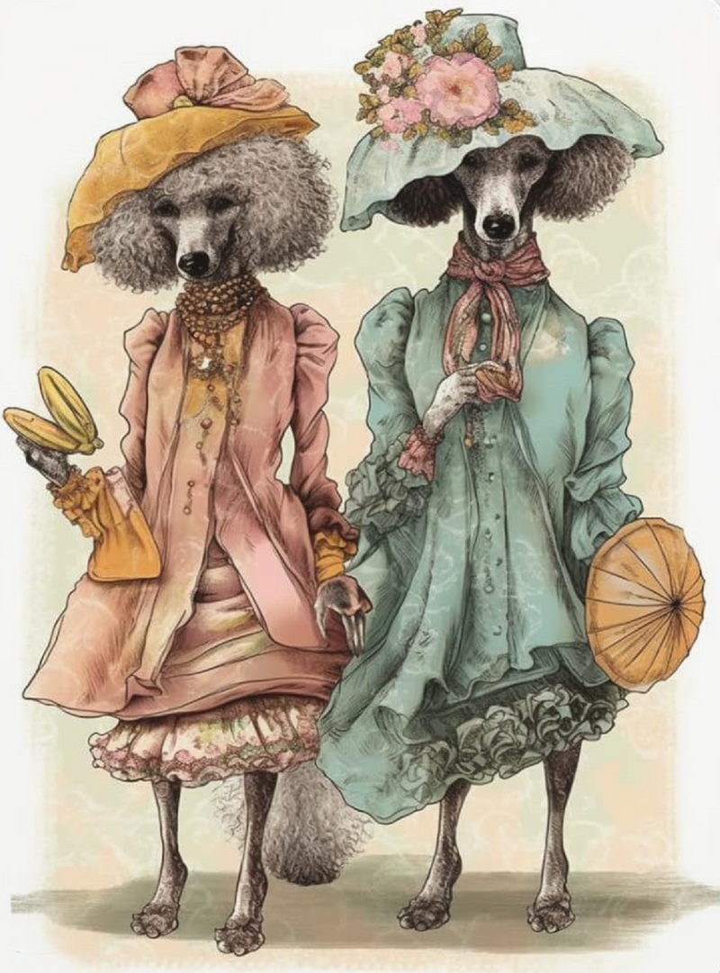 Fancy Dressed Dogs Print and Frame Wall Art Home Decor Fantasy Print Digital download Instant Access Create Your Own Art Print Can Be Edited