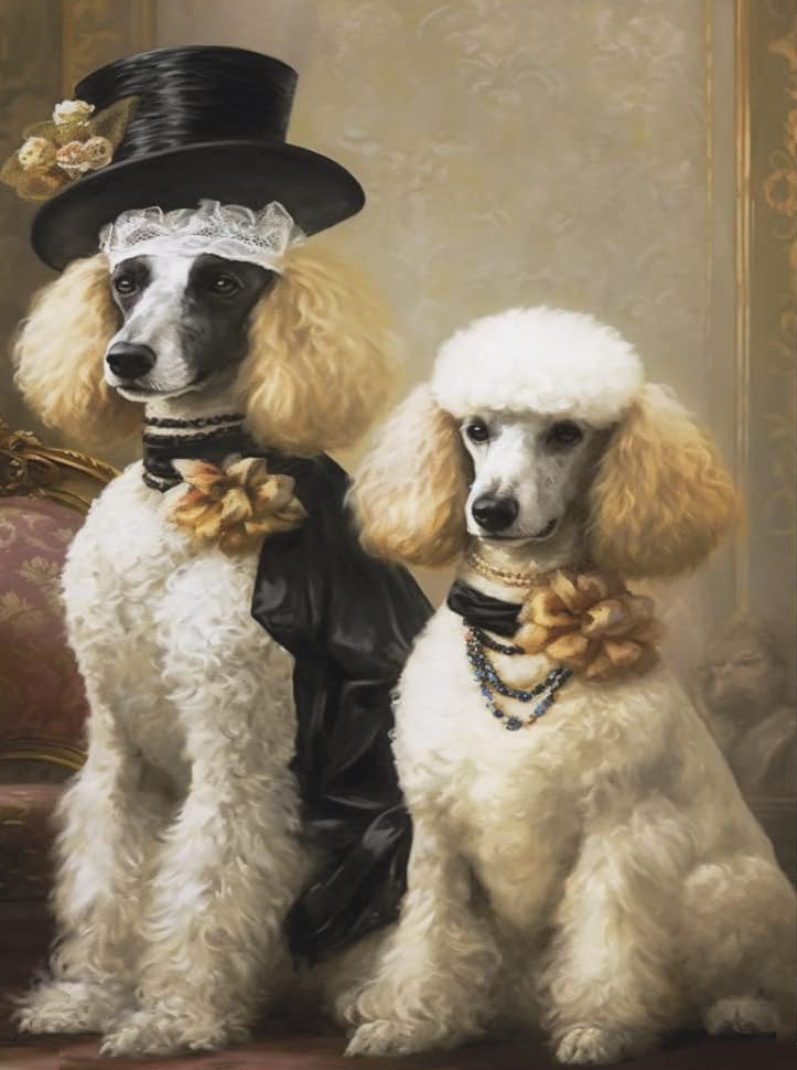 Fancy Dressed Dogs Print and Frame Wall Art Home Decor Fantasy Print Digital download Instant Access Create Your Own Art Print Can Be Edited