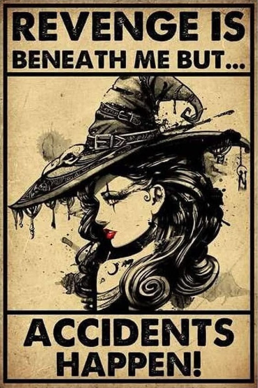 Revenge Is Beneath Me But Accidents Happen Digital Download | Vintage Rust Styled House Decor | Witches Magic Knowledge | Kitchen Blessing