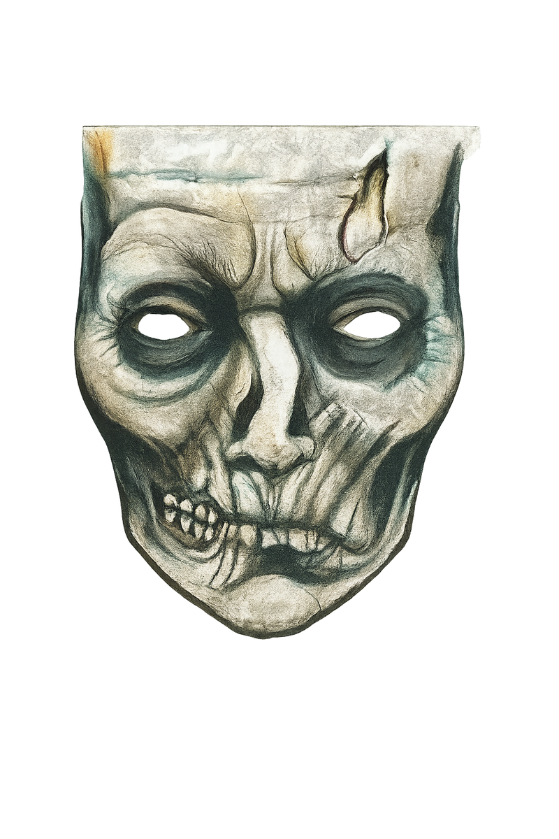 Rotting Ghoul Face Tattoo Printable – Frankenstein-Inspired, Resizable Digital Design
