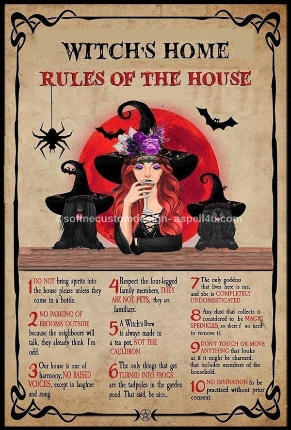 Rules Of The House - Wicca Coven Art - Digital Download Poster, Canvas Print, Wall Art, Spell Page, Junk Journal, Cottage Core DIY Art