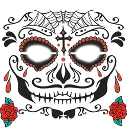 Set of 2 Sugar Skull Rose and Day of Dead Temporary Face Tattoo Digital Downloads to Print for Halloween Easy DIY Can Also Use for Crafting