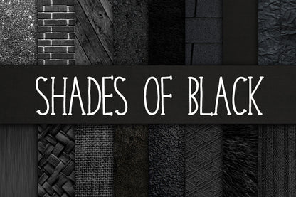 Shades of Black Digital Wallpaper Textures Printable Graphics Boho Retro Dark Themed Designs Use for Scrapbooking Junk Journal Pages Gift Wrap