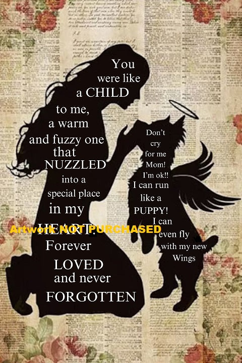 Silhouette Dog Angel Don't Cry for Me Mom Vintage Style DIY Printable Art Unique Pet Dog Loss Sympathy Remembrance Gift  - AI Enhanced High Resolution Digital Custom Design One of a Kind Art