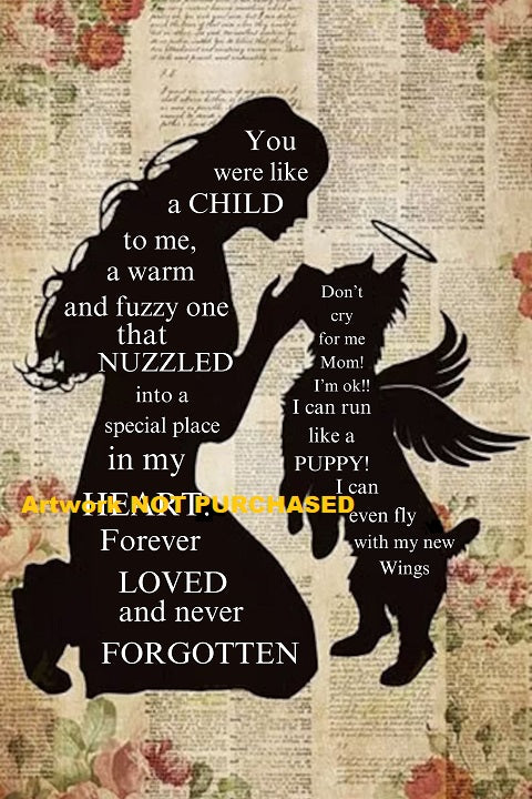 Silhouette Dog Angel Don't Cry for Me Mom Vintage Style DIY Printable Art Unique Pet Dog Loss Sympathy Remembrance Gift Digital Art Poster  300dpi Lifetime Access Can be Resized Instant Digital Download