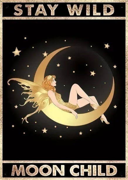 Stay Wild Moon Child  - Rustic Vintage Style Sign 8x12" Wicca Coven Art Gift New Made In America To Order Exquisite Custom Created Decor
