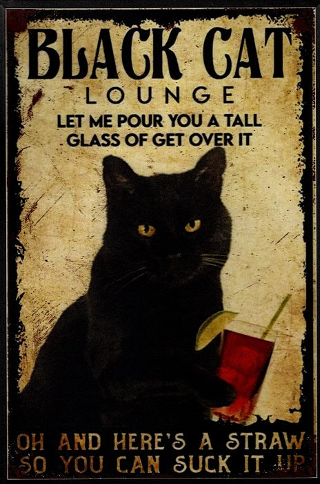 Get Over It Suck It Up Black Cat  Cottage Core Art Y2K Printable Design Up To 36x48 Inches Whimsigoth Aesthetic Room Decor Digital File Download