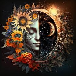 Sun and Moon 5D Custom Painting, AI Created One Of A Kind DIY Diamond Art Photo Diamond Painting Kit, Paint by Numbers for Adults
