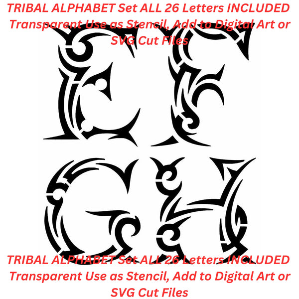 Tribal Alphabet Set AI Created One of a Kind Digital Download Canvas Poster Wall Art DIY Printable PNG SVG