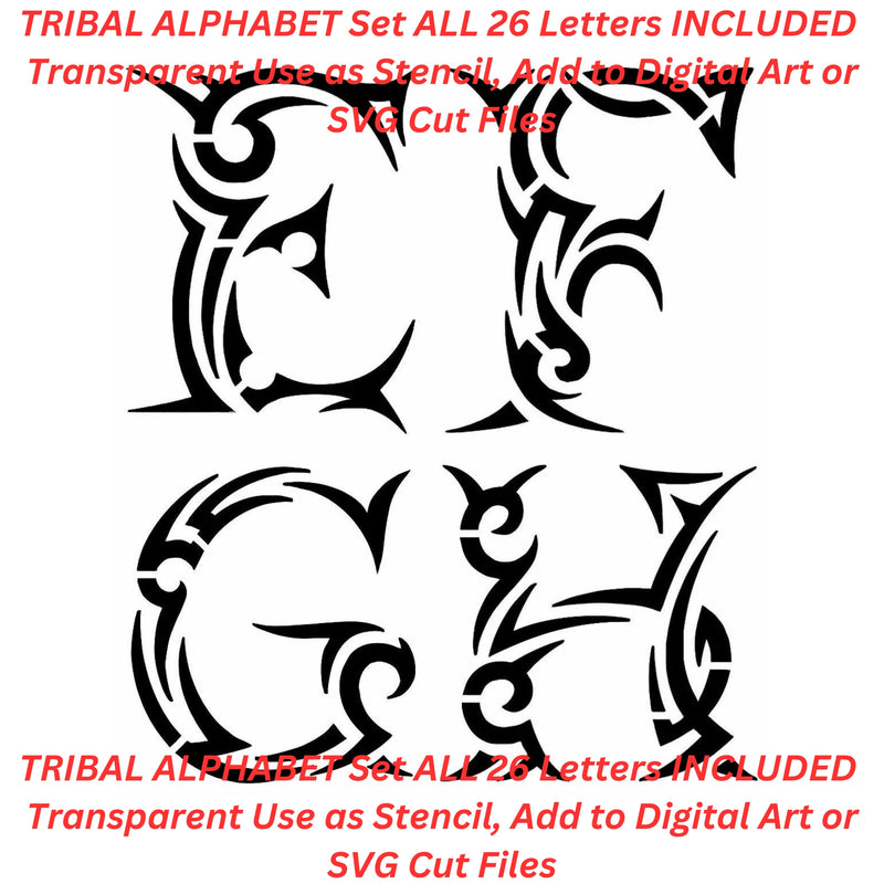 Tribal Alphabet Set AI Created One of a Kind Digital Download Canvas Poster Wall Art DIY Printable PNG SVG Craft Supply