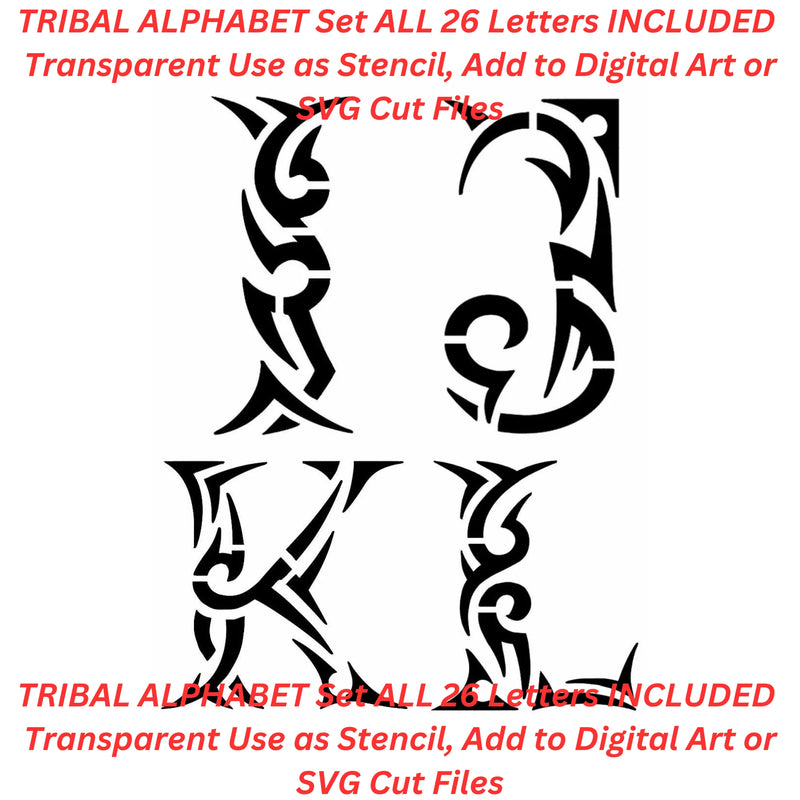 Tribal Alphabet Set AI Created One of a Kind Digital Download Canvas Poster Wall Art DIY Printable PNG SVG Craft Supply