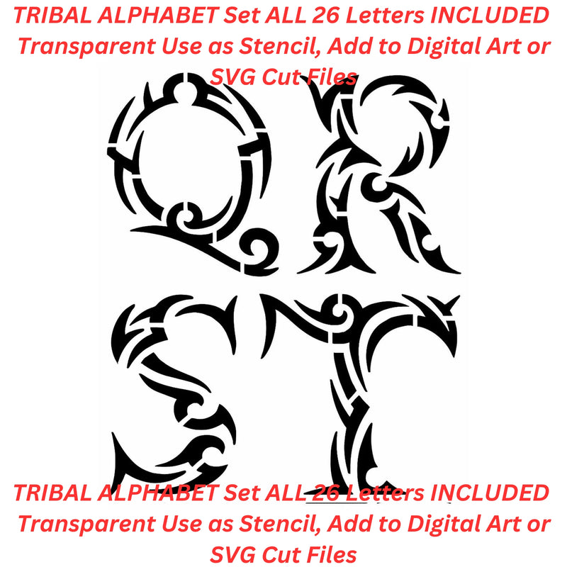 Tribal Alphabet Set AI Created One of a Kind Digital Download Canvas Poster Wall Art DIY Printable PNG SVG Craft Supply