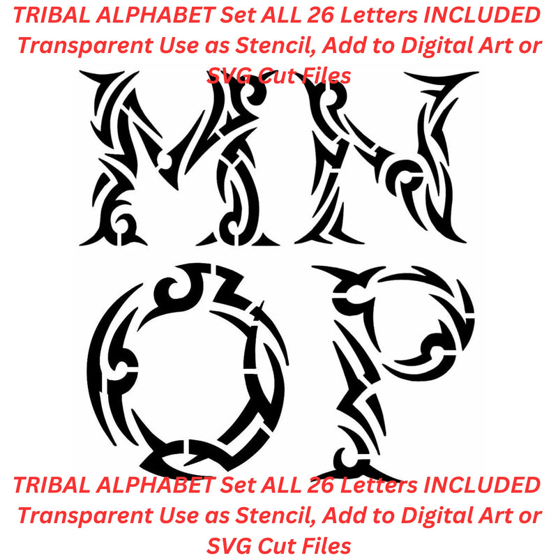 Tribal Alphabet Set AI Created One of a Kind Digital Download Canvas Poster Wall Art DIY Printable PNG SVG Craft Supply