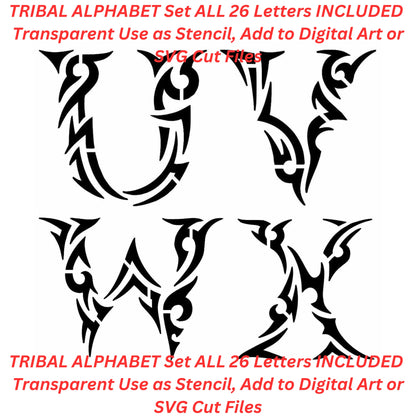 Tribal Alphabet Set AI Created One of a Kind Digital Download Canvas Poster Wall Art DIY Printable PNG SVG
