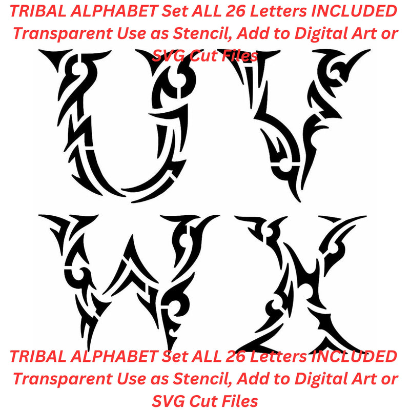 Tribal Alphabet Set AI Created One of a Kind Digital Download Canvas Poster Wall Art DIY Printable PNG SVG Craft Supply